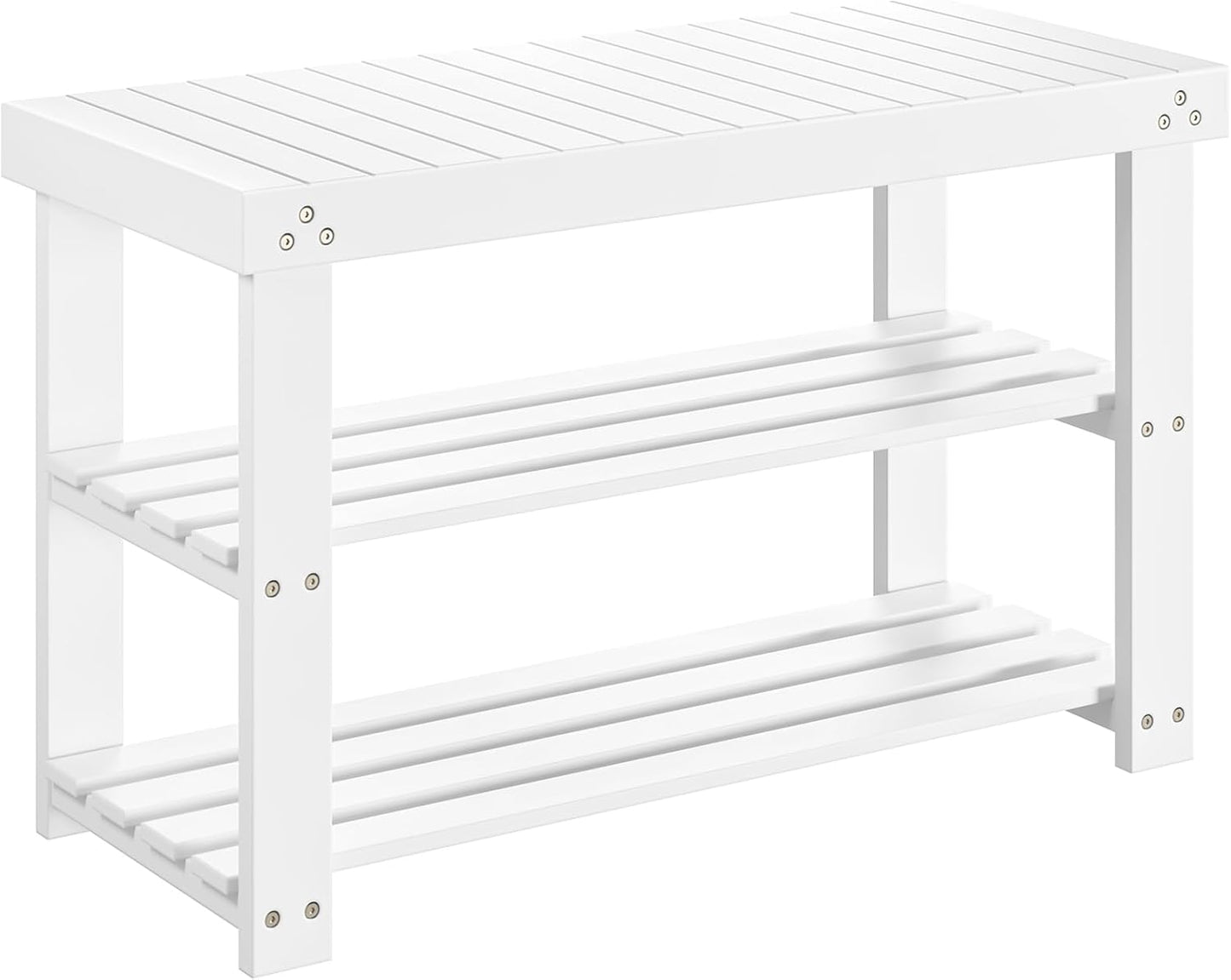 Pipishell Bamboo Shoe Rack Bench, 3 Tier Sturdy Shoe Bench, Storage Shoe Organizer, Holds up to 300lbs for Entryway Bedroom Living Room Balcony, Brown