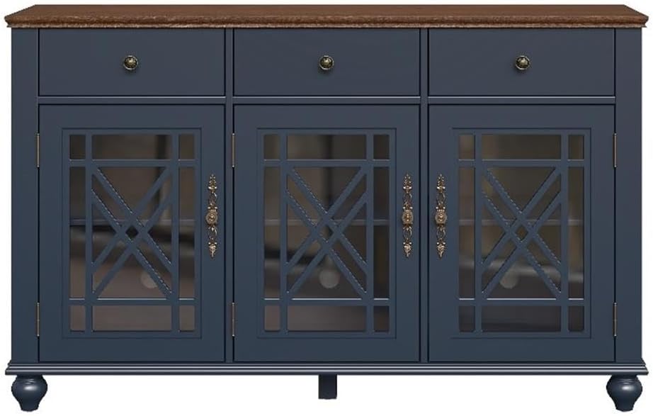 55" Vintage Style Kitchen Buffet Sideboard Cabinet w/Drawers - Green
