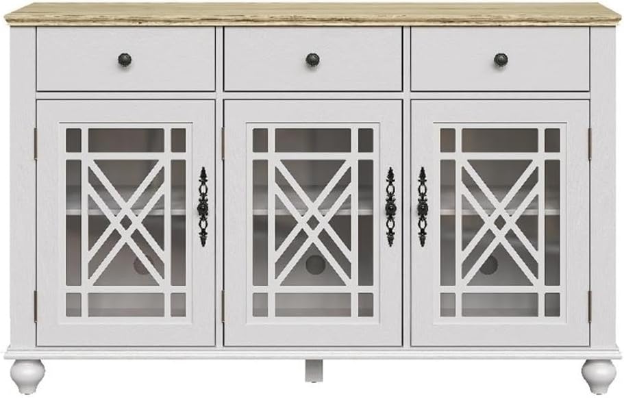 55" Vintage Style Kitchen Buffet Sideboard Cabinet w/Drawers - Green
