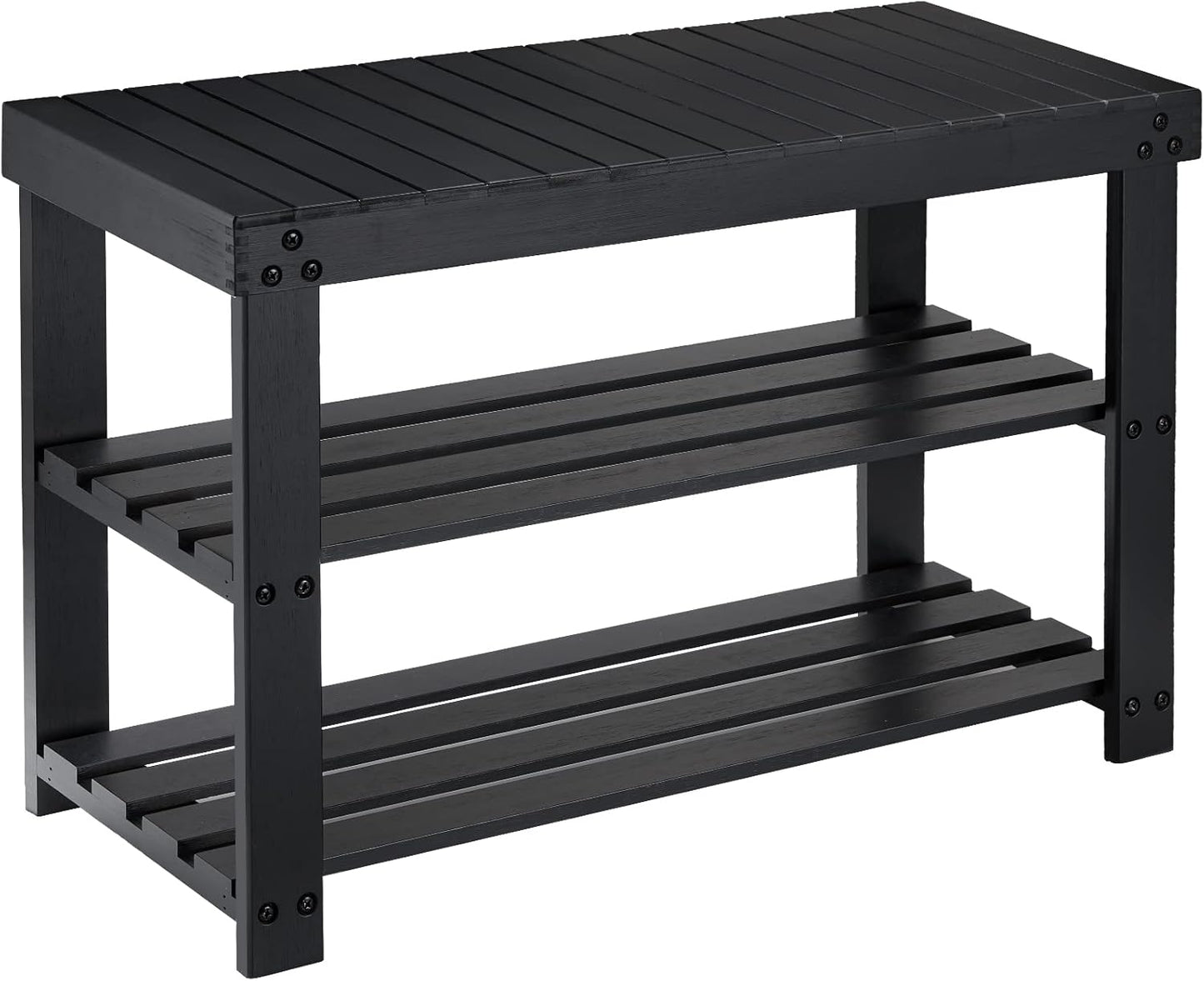 Pipishell Bamboo Shoe Rack Bench, 3 Tier Sturdy Shoe Bench, Storage Shoe Organizer, Holds up to 300lbs for Entryway Bedroom Living Room Balcony, Brown
