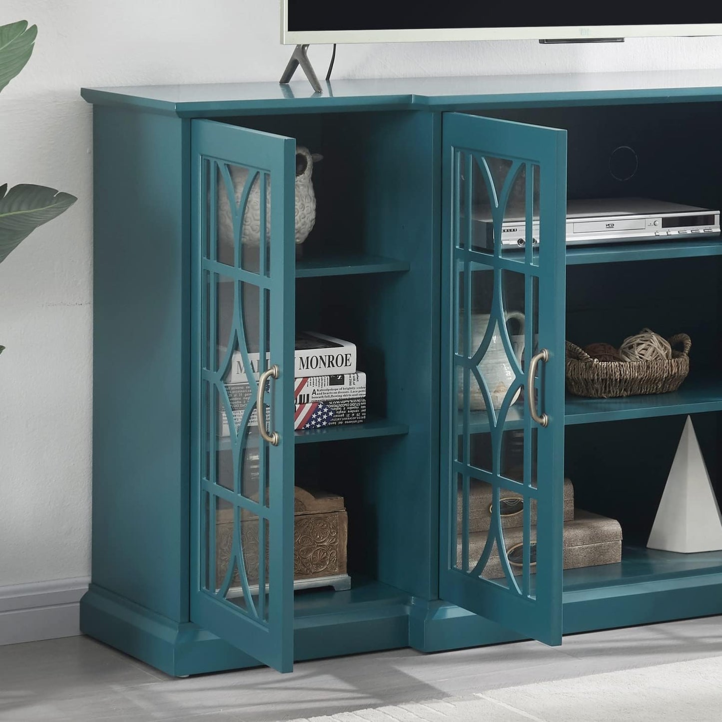 Wooden TV Stand Storage Buffet Cabinet, Sideboard with Adjustable Shelves, Console Table for Dining Living Room Cupboard, (63INCHES TV Stand)