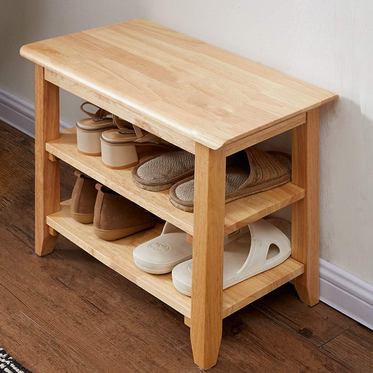 XKZG Storage Bench Wooden Shoe Rack Bench Rustic Solid Wood Entryway Bench (Brown,47.2")