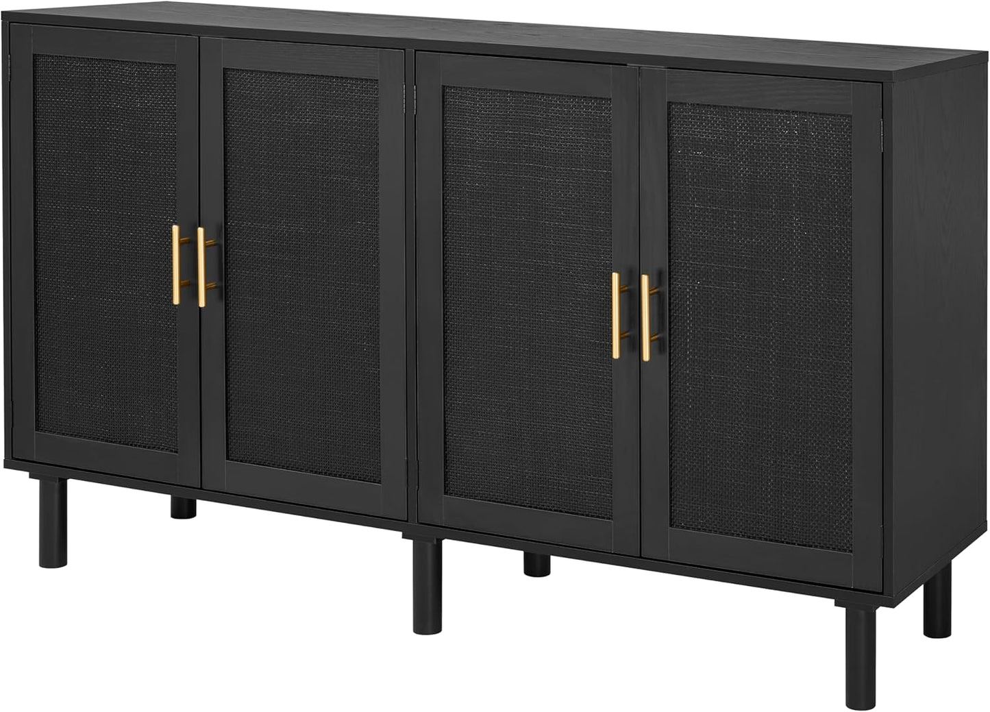 Finnhomy Sideboard Buffet Cabinet, Kitchen Storage Sideboard with Rattan Decorated Doors, Liquor Coffee Buffet, Dining Room, Hallway, Console Table, Accent Cabinet, 31.5X 15.8X 34.6 Inches, Natural