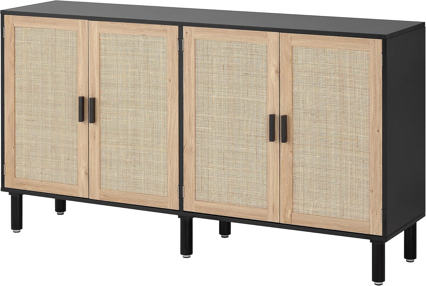Finnhomy Sideboard Buffet Cabinet, Kitchen Storage Sideboard with Rattan Decorated Doors, Liquor Coffee Buffet, Dining Room, Hallway, Console Table, Accent Cabinet, 31.5X 15.8X 34.6 Inches, Natural