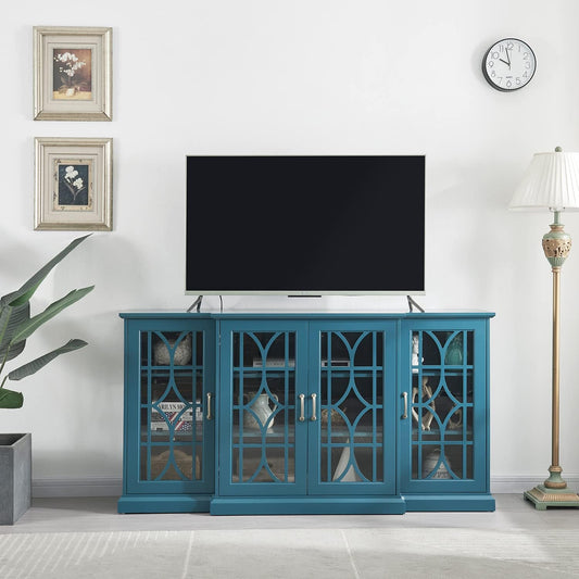 Wooden TV Stand Storage Buffet Cabinet, Sideboard with Adjustable Shelves, Console Table for Dining Living Room Cupboard, (63INCHES TV Stand)